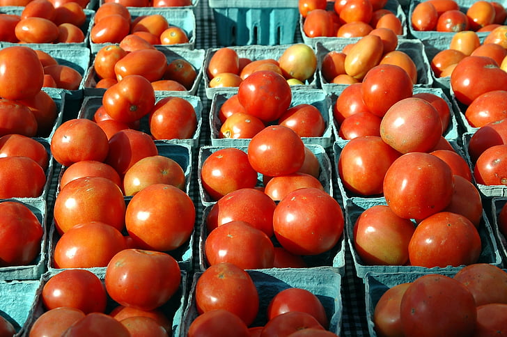 tomatid, müügiks, puu, maitsev, punane, toidu, turu
