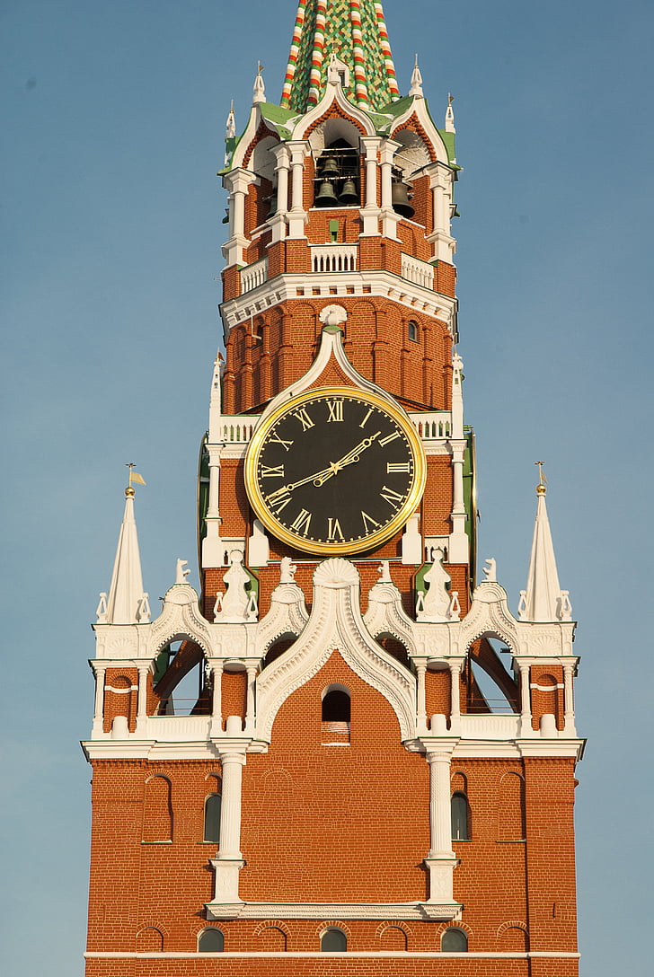 Moskou, Kremlin, toren van de Verlosser, klok, muur