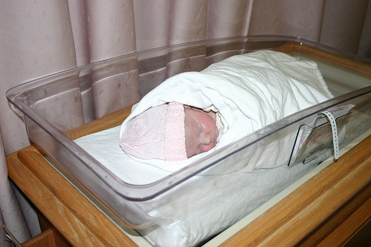幼児, 赤ちゃん, 新生児, 病院, 女の子, 眠っています。, 誕生
