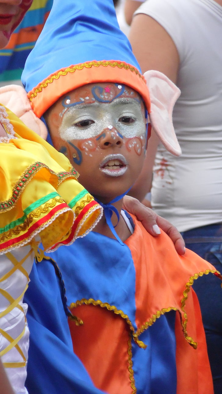 bambino, Carnevale, Festival, Colombia, costume