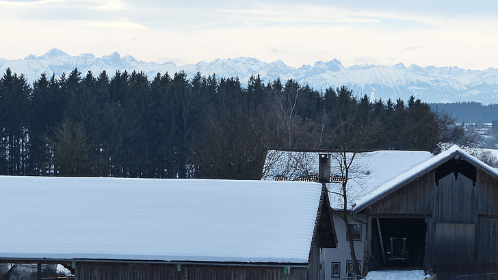 Allgäu, mùa đông, tuyết, Panorama, Máy sấy tóc, Edelsberg, alpspitze