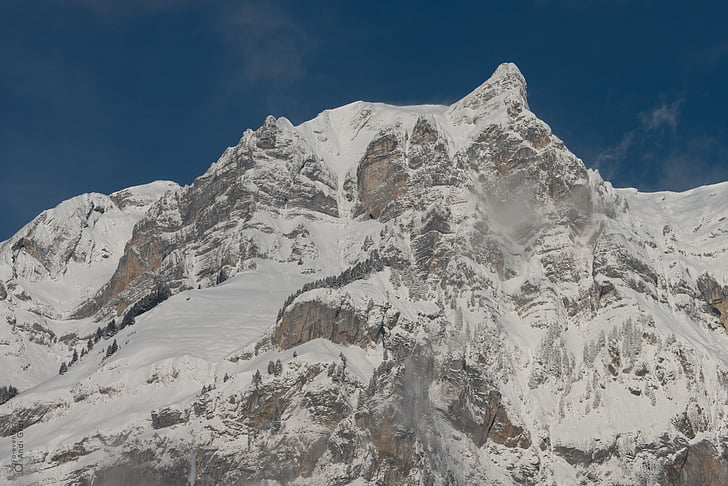 Mountain, snö, Wiggis, Glarus, Schweiz, vinter, Alpin