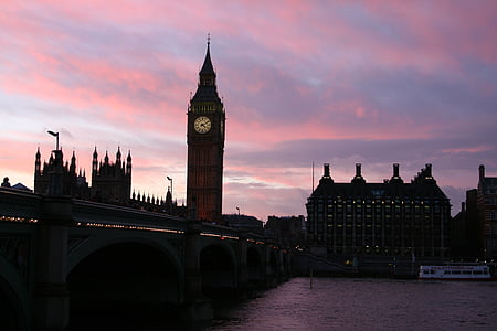London, Sunset, Big ben