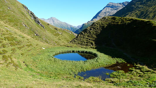 lake, circular lake, nature, natural jewel, landscape, peacock, east tyrol