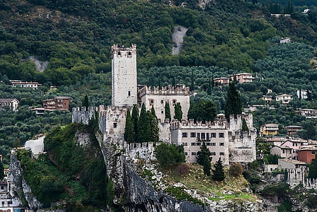 Włochy, Garda, Malcesine, Zamek, wakacje, budynek, krajobraz
