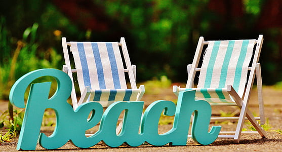 шезлонги, пляж, шрифт, Лето, Солнце, релаксация, расслабиться
