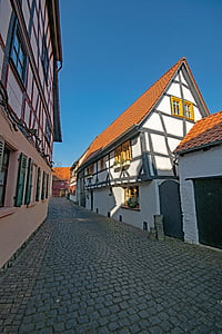 Hanau, Steinheim, Assia, Germania, centro storico, capriata, Fachwerkhaus