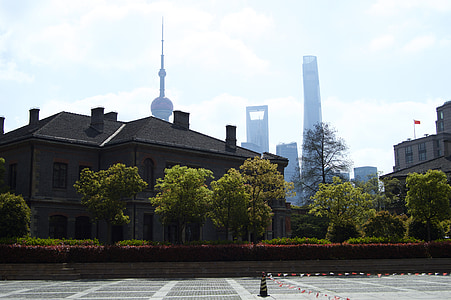 bygning, briks, Shanghai, Kina, arkitektur, Urban scene, berømte sted