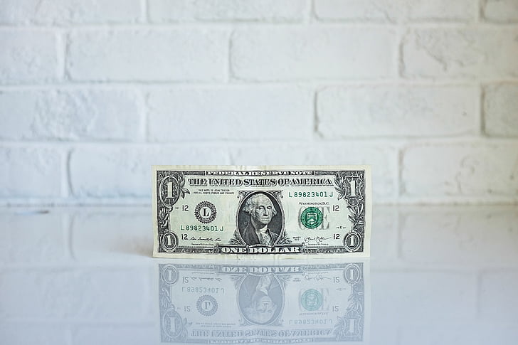 dollar, money, bill, reflection, white, wall, currency