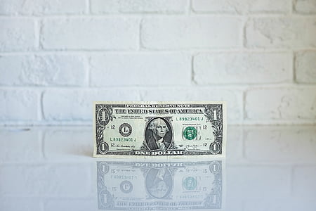 美元, 钱, 条例草案, 反思, 白色, 墙上, 货币
