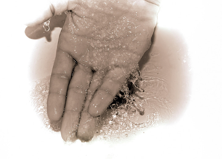 mossa, kezek, víz, higiéniai, megelőzése, tiszta, baktériumok
