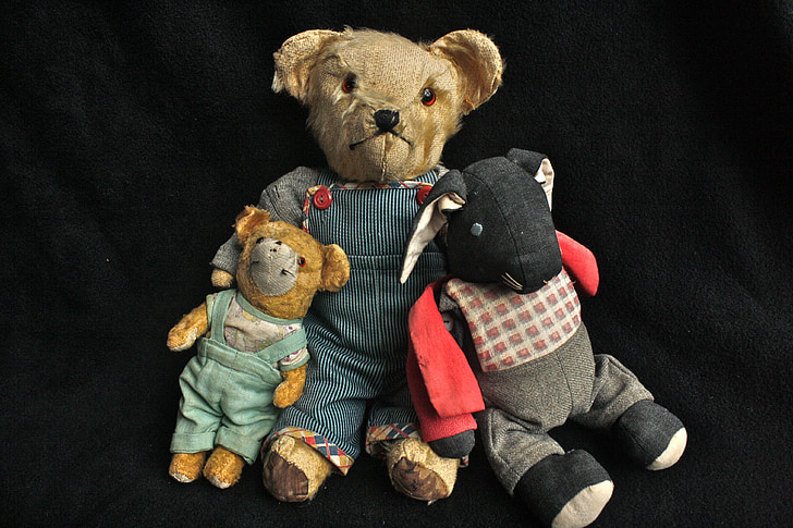 Teddybeer, oude speelgoed, Teddy, Vintage, Beer, oude, speelgoed