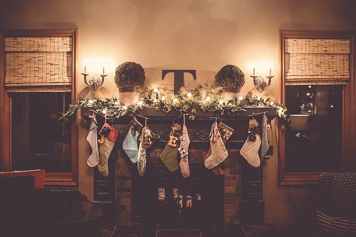 christmas, stockings, hung, wall, stocking, indoors, arts culture and entertainment