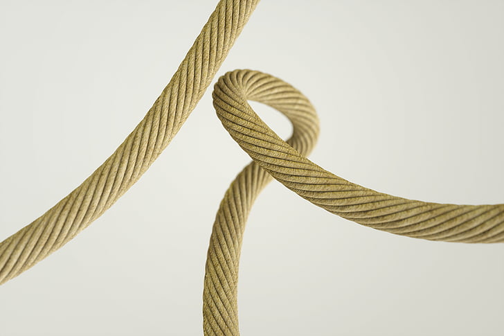 cordes, detall de corda, nus, bucle, natural, fibra, força