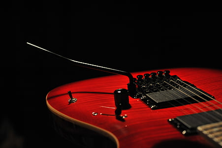vermelho, elétrica, guitarra, guitarra elétrica, música, rocha, Ibanez