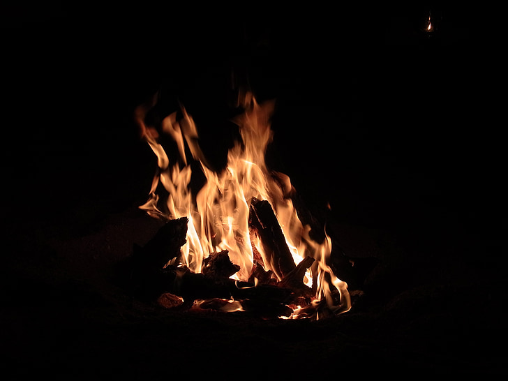 fire, embers, flame, campfire