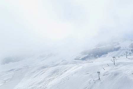 sniego, Slidinėjimas, slidinėjimo trasos, slidininkų keltuvas, slidinėjimo, žiemą, kalnų