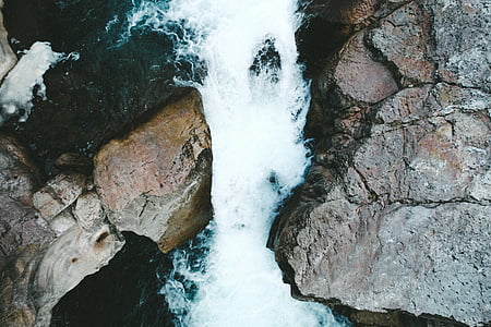 vrh, pogled, vode, reka, kamnine, pogled na vrh, tekočina