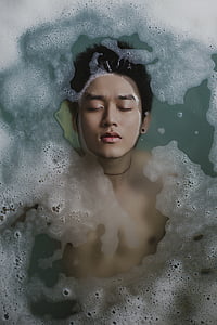 bathing, person, water, foam, soap, man, boy