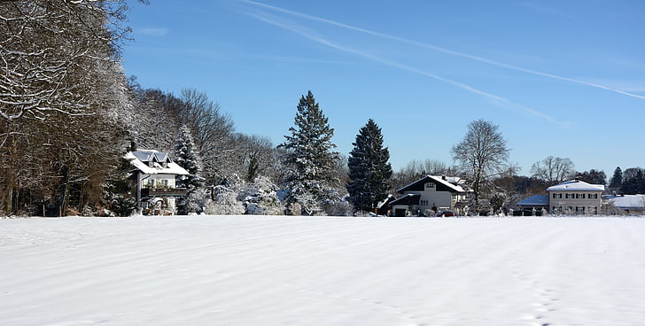Inverno, neve, paisagem, Chiemgau, Baviera, invernal, clima de inverno