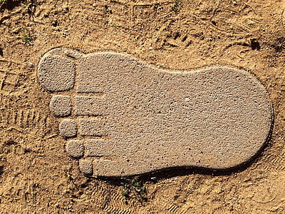 Fußabdruck, Fuß, Sand, barfuß, Spuren im sand, zehn, menschlichen