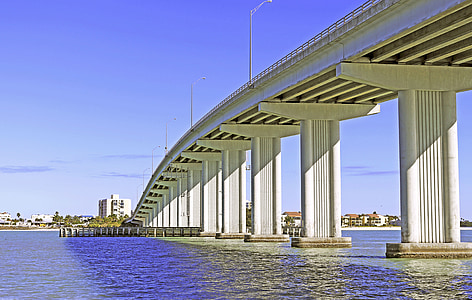 areia ponte chave, ponte, cidade de clearwater, Golfo do México, céu, ensolarado, arquitetura