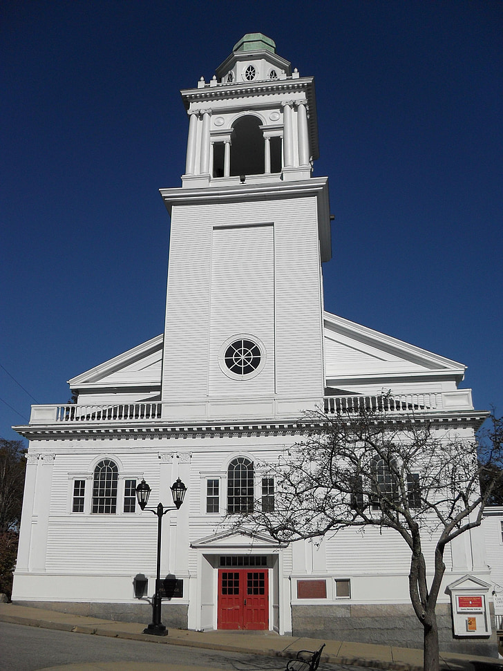 Igreja, Branco, Nova Inglaterra, arquitetura, fé, Cristianismo, religiosa