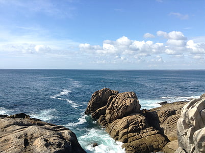 Bretagne, kust, zee, kustlijn, natuur, Rock - object, strand