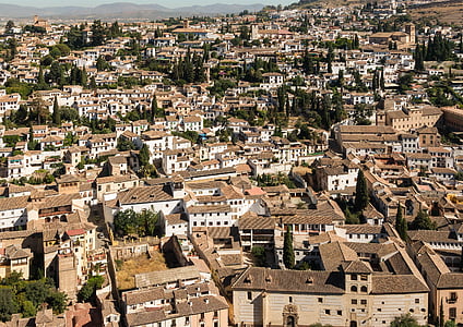 Albayzin, Granada, Španielsko, štvrť, Zobrazenie, obytných, mesto