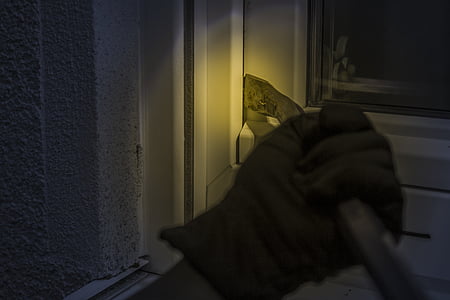 burglar, at night, window, crowbar, flashlight, glove, dark