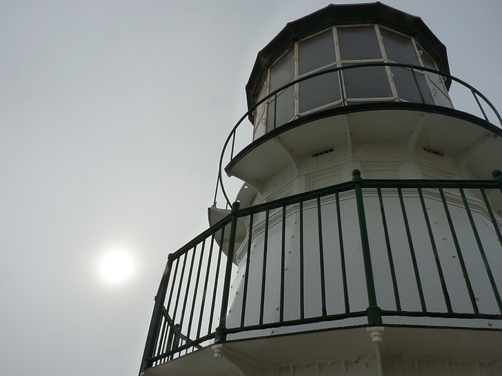 Lighthouse, Californien, overskyet, opad, Fresnel-linse, Sky, solen