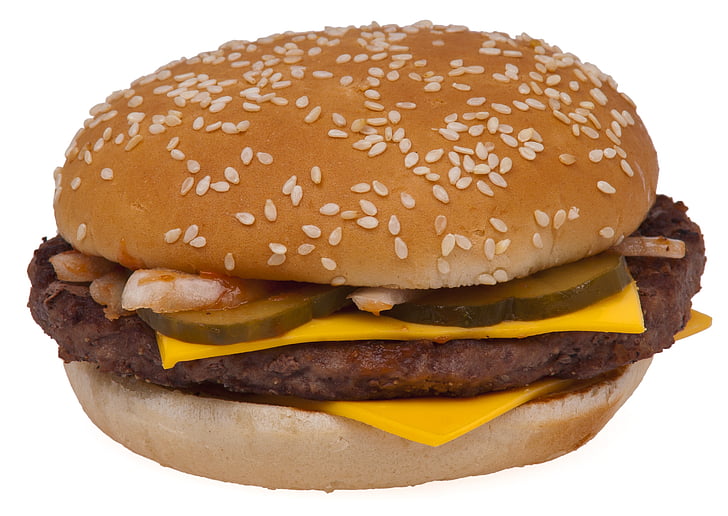 Hamburger, Burger, Fast food, niezdrowe, jeść, obiad, mięso