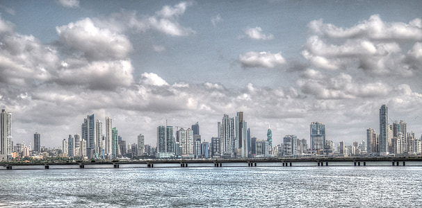 Panama, skyline, stad, stadsgezicht, de skyline van de stad, wolkenkrabber, stedelijke scène