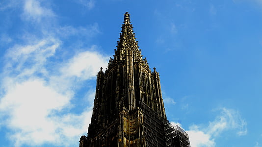 Katedra w Ulm, Wieża, Ulm, Münster, budynek, Kościół, Architektura
