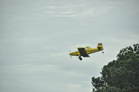 lietadlo, let, Orezať duster, poľnohospodárstvo, žltá, modrá, rýchlosť