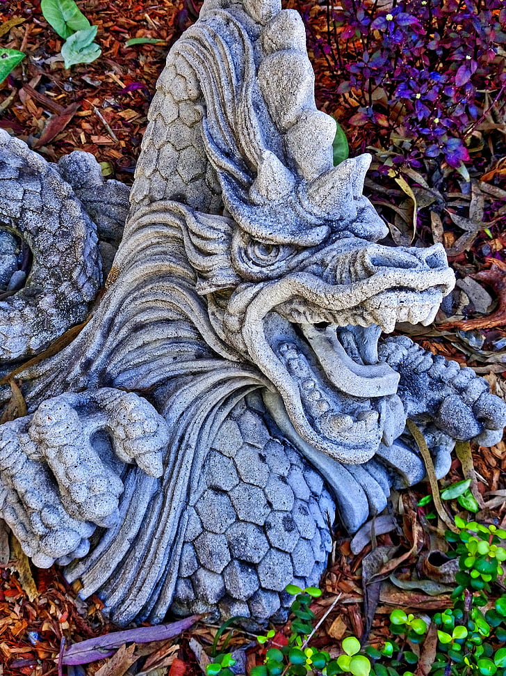dragon, stone, sculpture, symbol, chinese, carving, statue