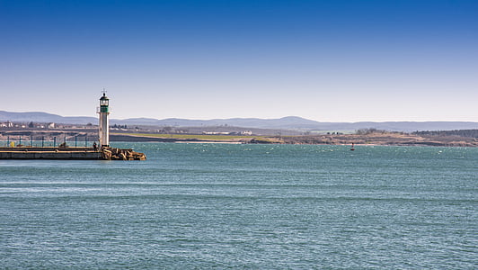 port, lighthouse, burgas, bulgaria, sea, travel, coast