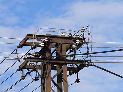 Elektro, Transformator, Himmel, Blau, elektrische Kabel, Stromverteiler
