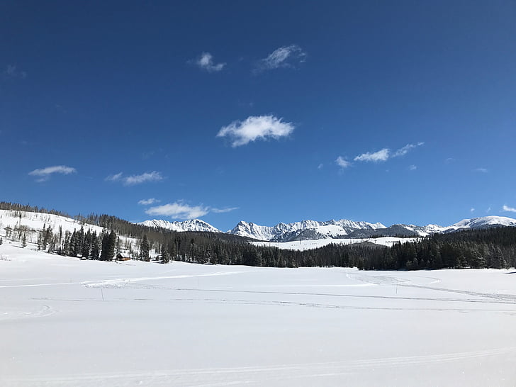 nieve, Colorado, invierno, Rocky, natural, Scenic, cielo azul