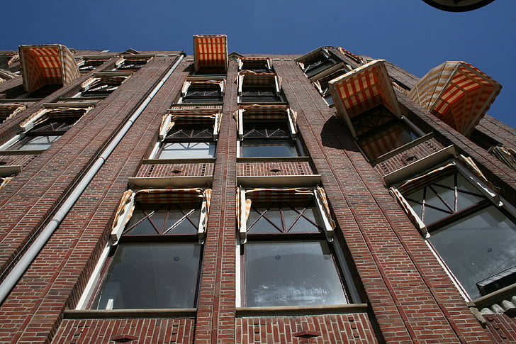 Hotel, Strona główna, Amsterdam, markizy, okno, Architektura, budynek