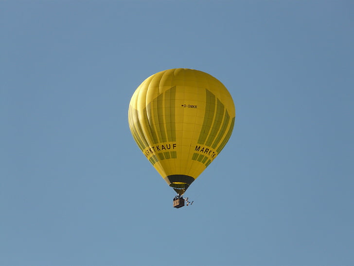 globus, globus aerostàtic, unitat, volar, Esports aeris, aeronau, groc
