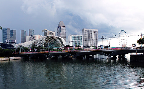 Szingapúr, fémek, acélok, város, hely, épületek, struktúrák