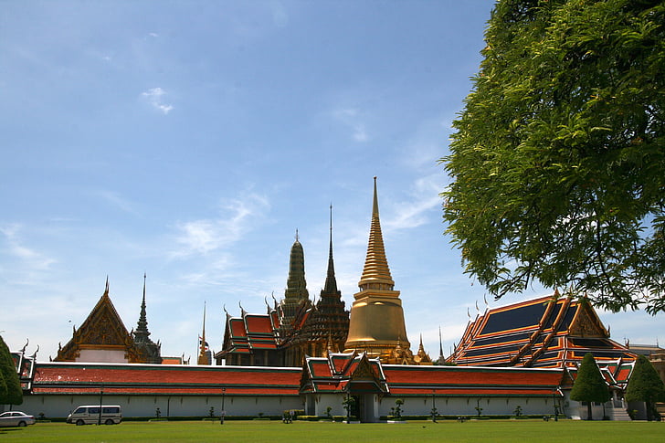 Tempel, Bangkok, Orient, Vista, landschap, hemel, schilderachtige