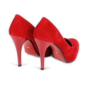 pair, red, suede, platform, heeled, Women'S, Shoes