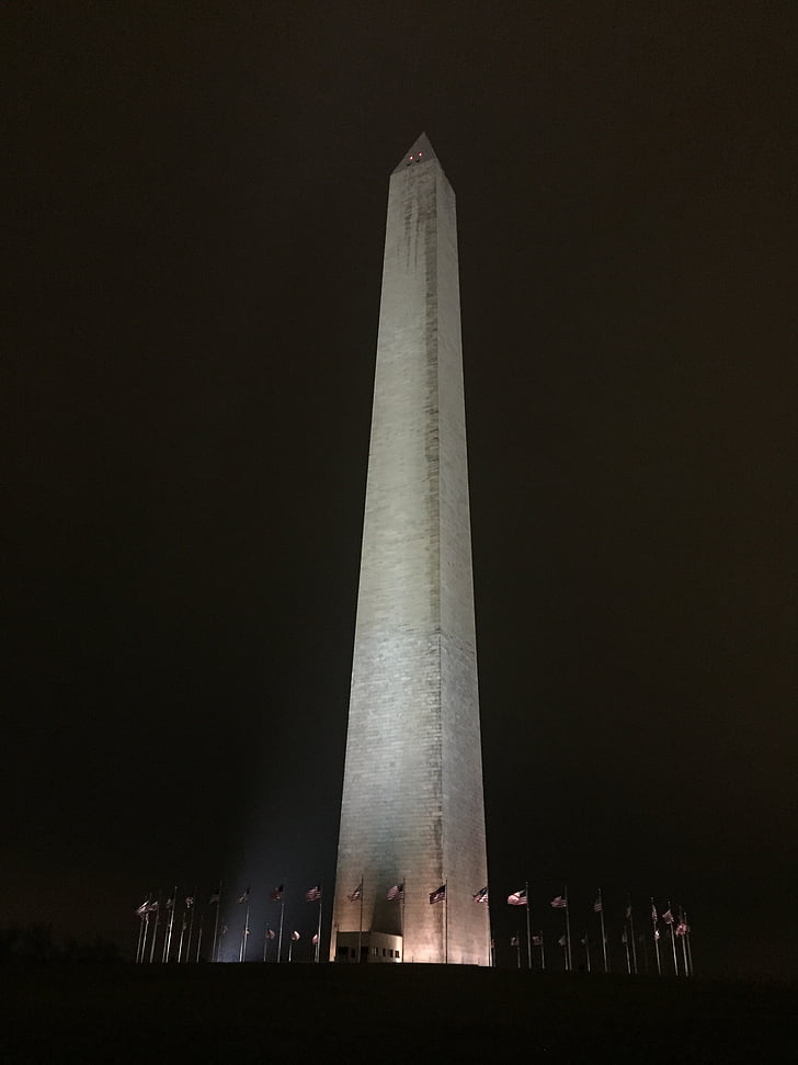 monumentet, Washington, natt, Amerika, USA, DC, landmärke