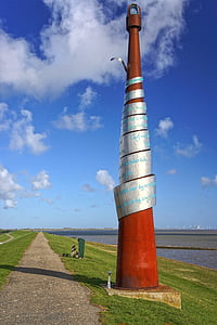 monument, steel, dyke, blue, clouds