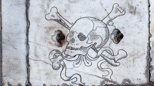 cráneo, grabado, mármol, tumba, Pisa