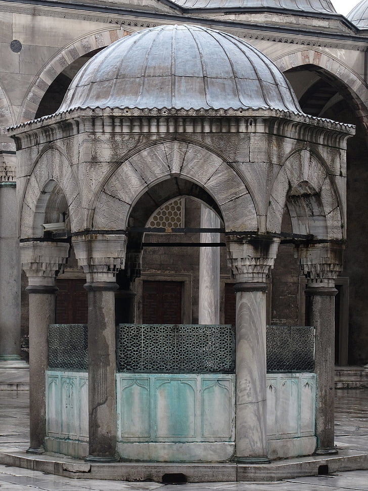 fountain, mosque, courtyard, places of interest, religion, imposing, istanbul