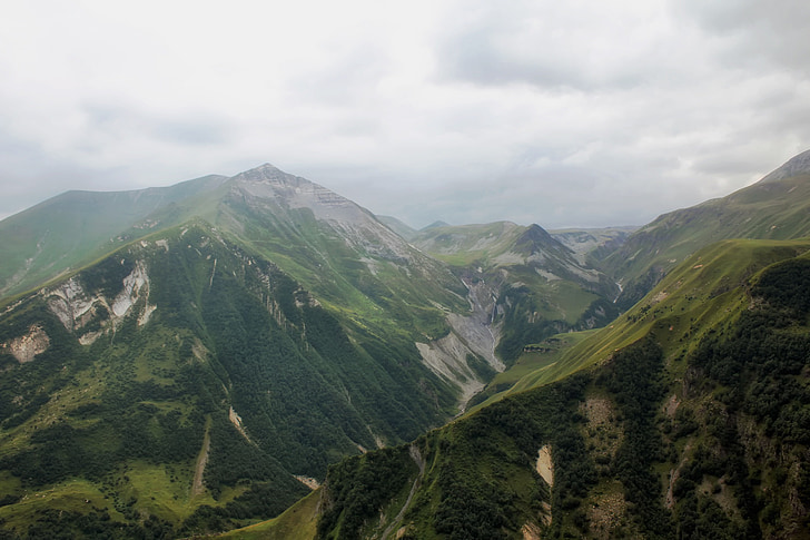 caucasus, mountains, mountain range, valley, gorge, ravine, nature