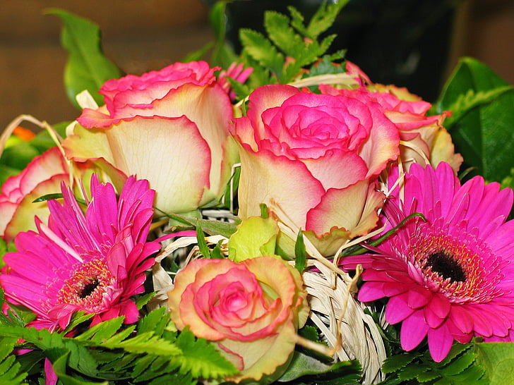Blumenstrauß, Blumen, Blumenstrauß, Rosen, Rosa, Vase, Blumensträuße